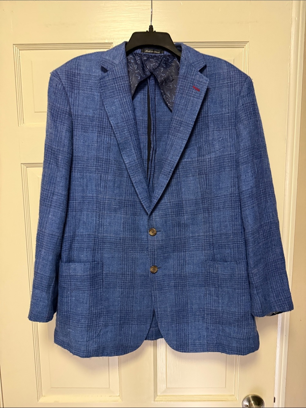 Men's Blue Plaid Sport Coat - Classic Notch Lapel Blazer